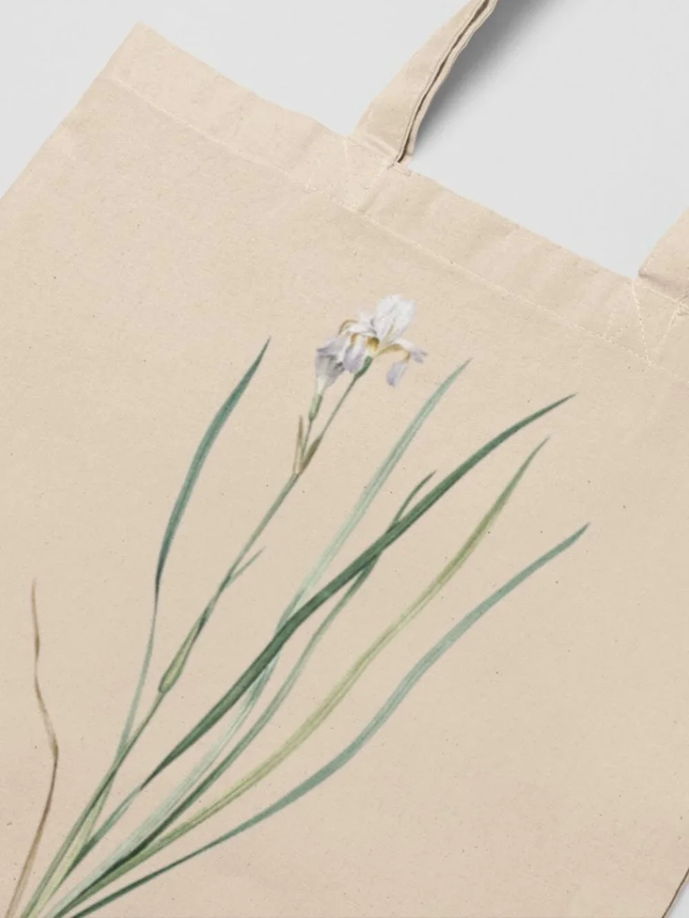 Siberian Iris Vintage Floral Print Graphic Canvas Tote Bag